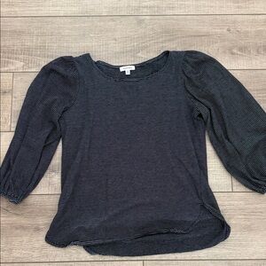 Max Studio Black White Striped Knit Top 3/4 sleeve Size Small